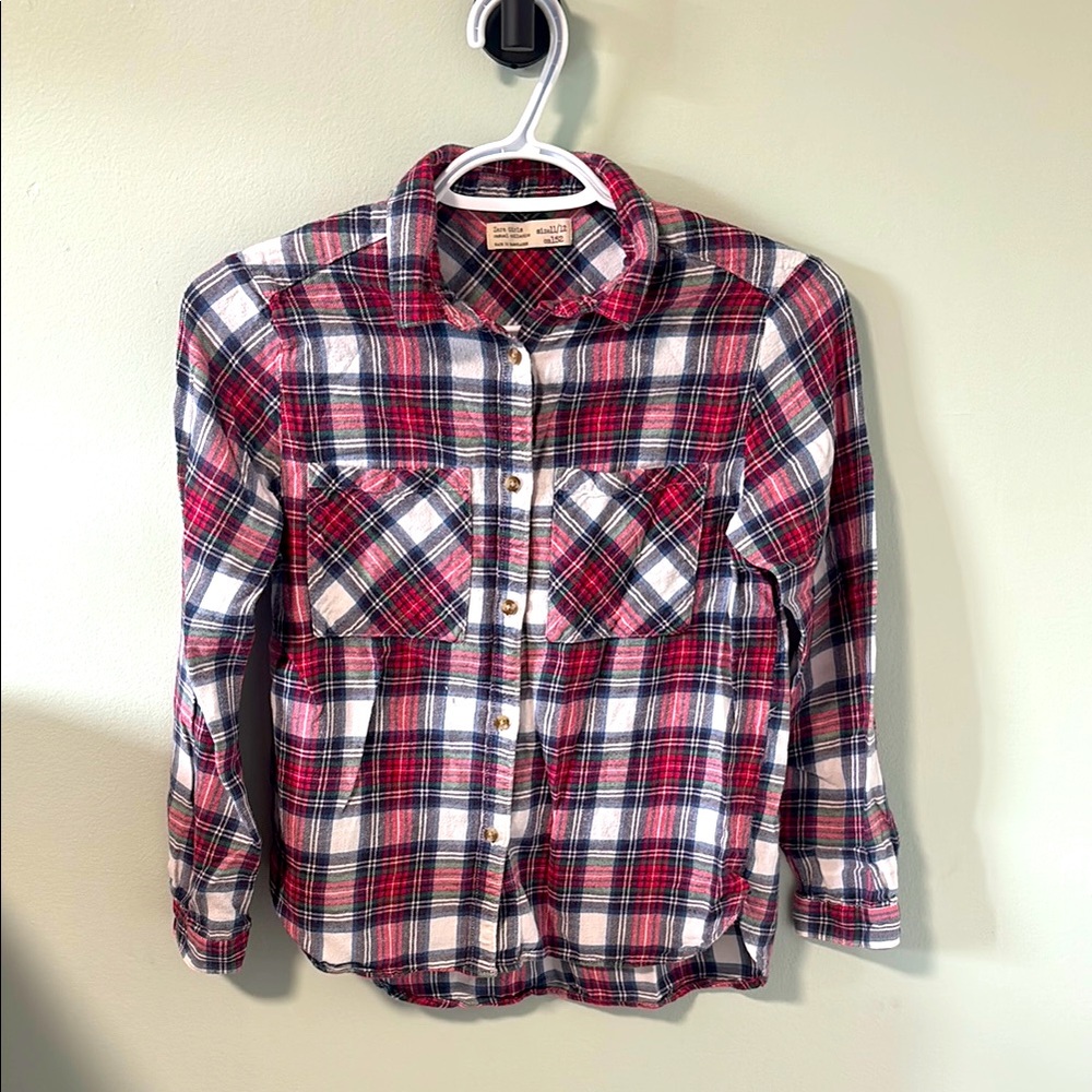 Zara Red and Blue Button Down Shirt Casual Plaid